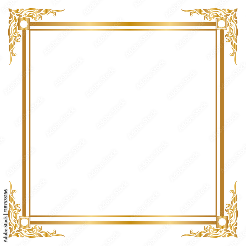 Frame and borders, Square frame, Golden frame, Vector illustration Frame and borders, Square frame, Golden frame, Vector illustration