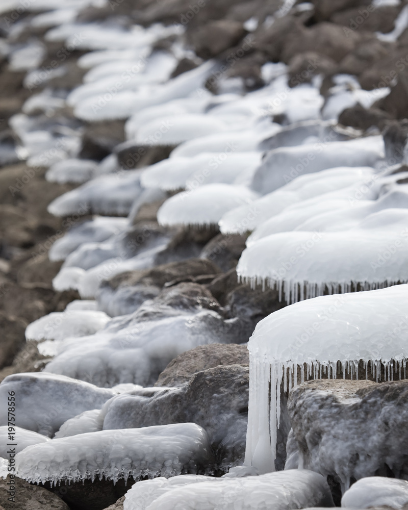 Icicles on rocks Icicles on rocks