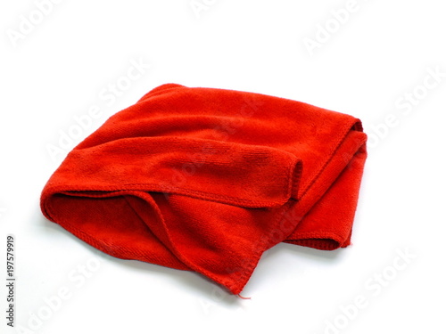 red micro fiber towel isolated on white background