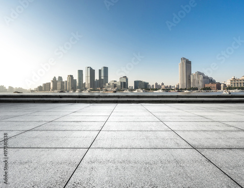 empty floor with cityscape