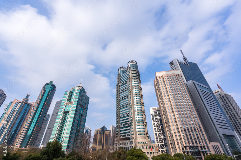 up veiw of modern building in shanghai china