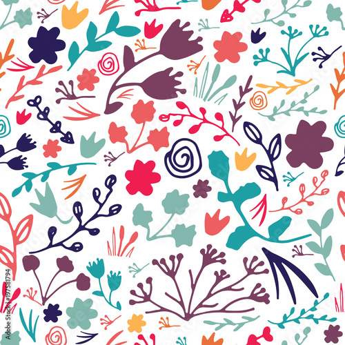 Summer flowers seamless pattern.