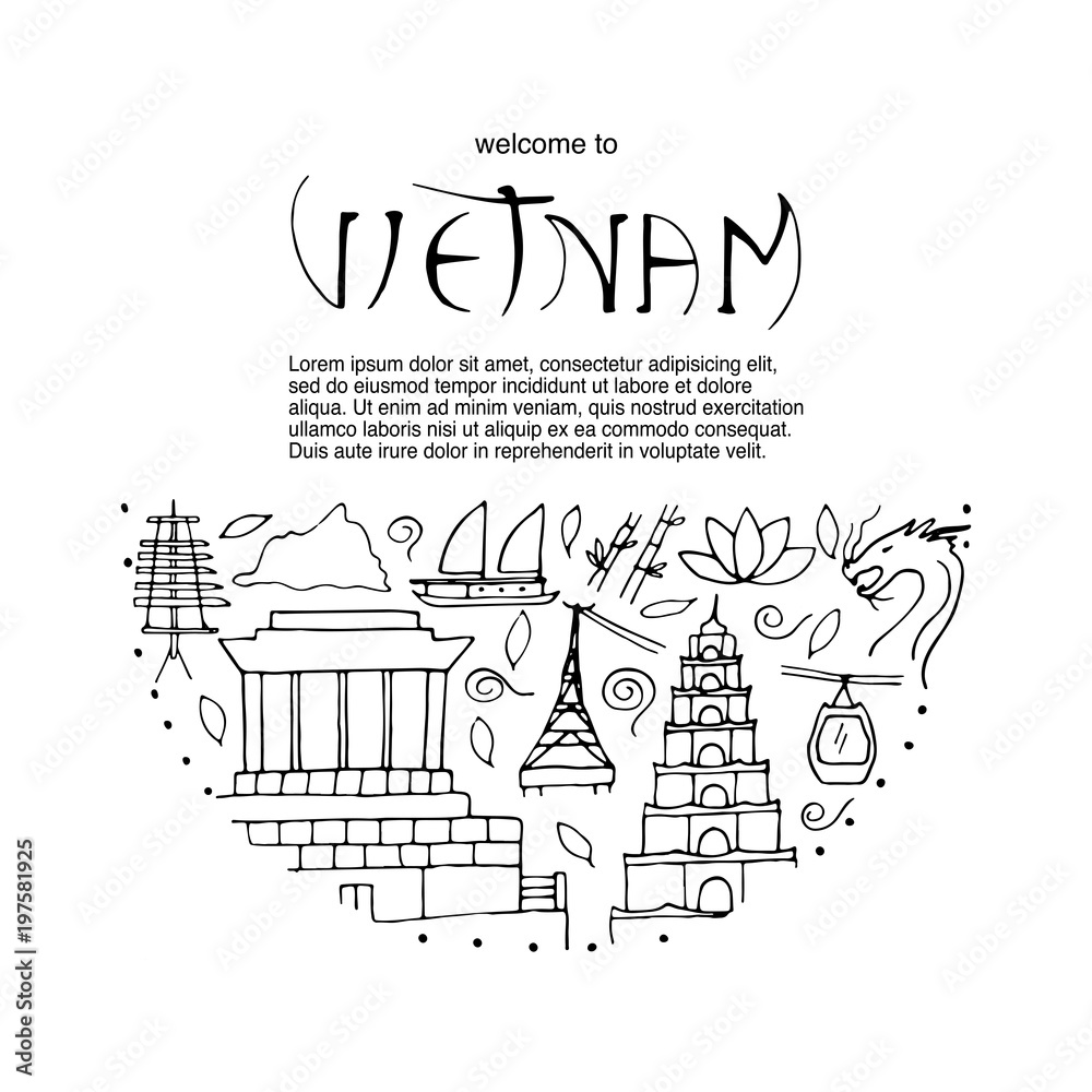 Culture of Vietnam round design concept.