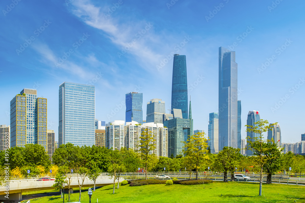 Skyline of urban architectural landscape in Guangzhou