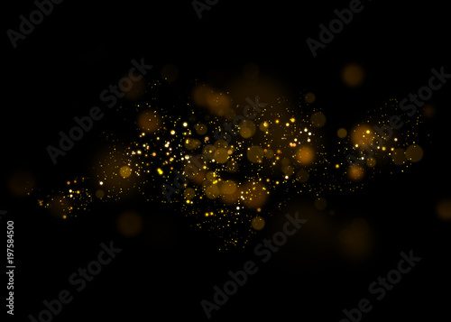Gold glittering star light and bokeh.Magic dust abstract background element for your product.