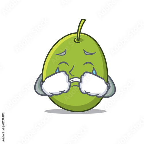 Crying olive mascot cartoon style