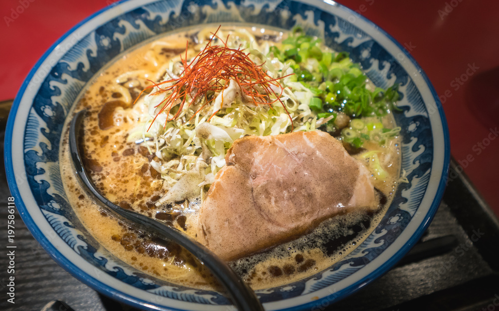 Japanese ramen noodles soup with pork meat, Matsumoto, Japan Japanese ramen noodles soup with pork meat, Matsumoto, Japan