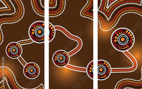 Aboriginal art vector painting, Connection concept, Illustration based on aboriginal style of dot background - Vector illustration 