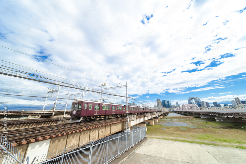 大阪 淀川 都市風景