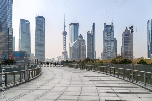 The skyline of the urban architectural landscape in Lujiazui, the Bund, Shanghai