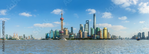 The skyline of the urban architectural landscape in Lujiazui  the Bund  Shanghai