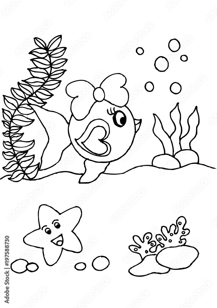 Fototapeta premium Fish coloring page