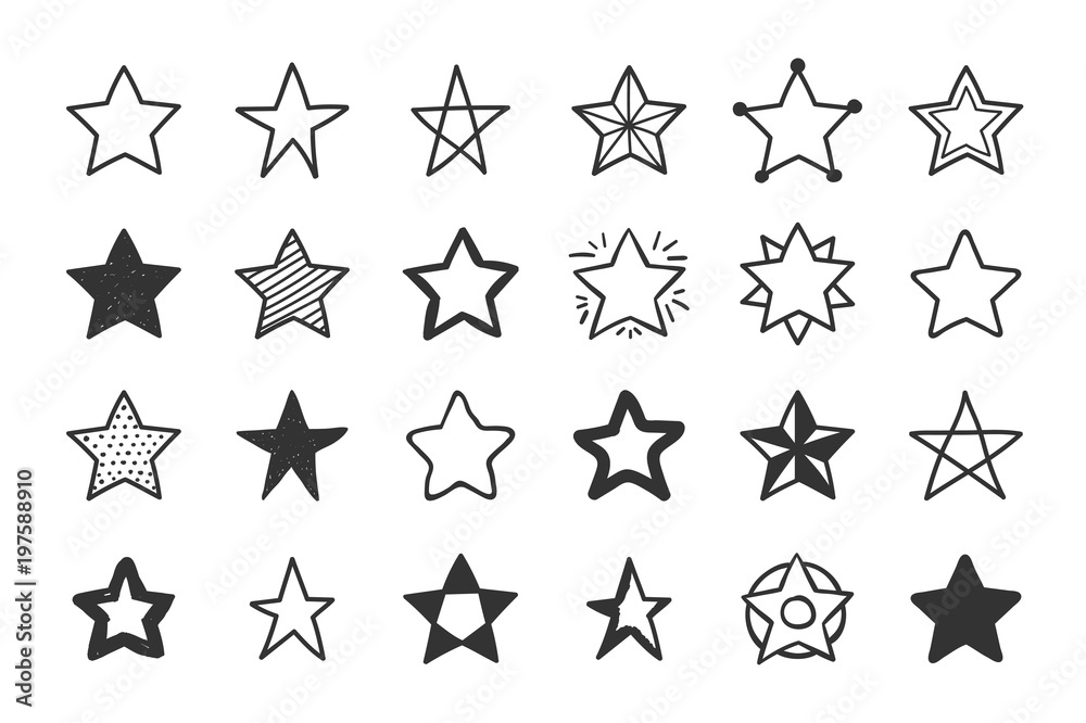 Hand Drawn Stars Stock Vector | Adobe Stock