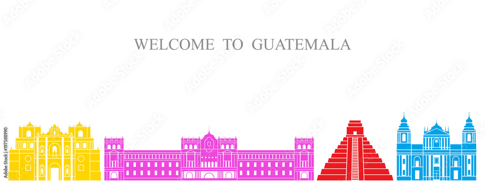 Guatemala set. Isolated Guatemala architecture on white background