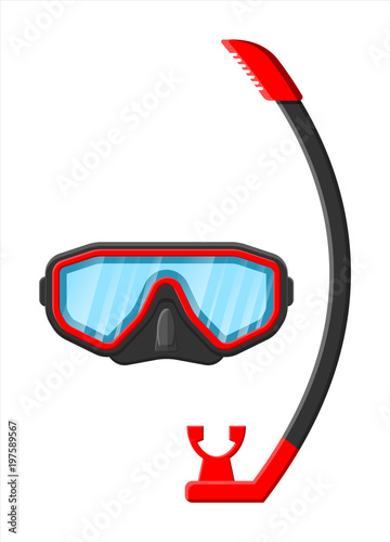 Diving mask with snorkel. Diving equipment.