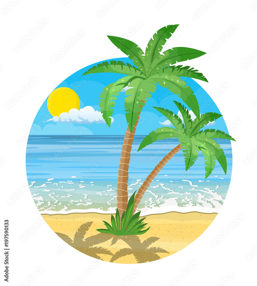 Landscape of palm tree on beach.