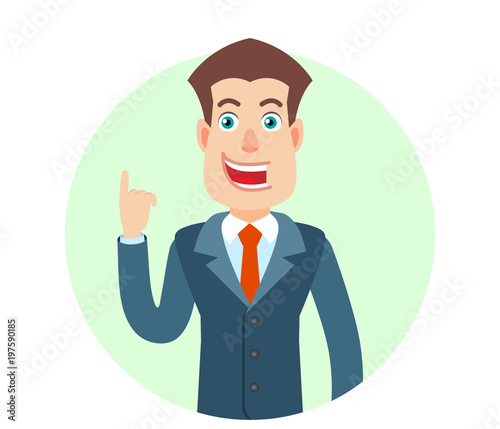 Businessman pointing up