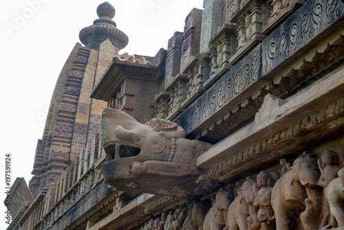Stone animal head carved in Lakshman Temple close