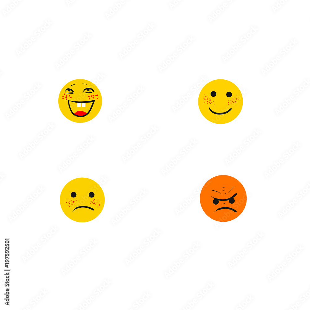 Obraz premium Smiling faces on a white background. Icons of human emotions. 