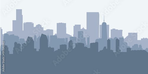 Morning City Skyline Vector Illustration © AikStudio