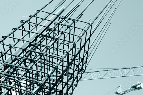 Steel grid on the construction site photo