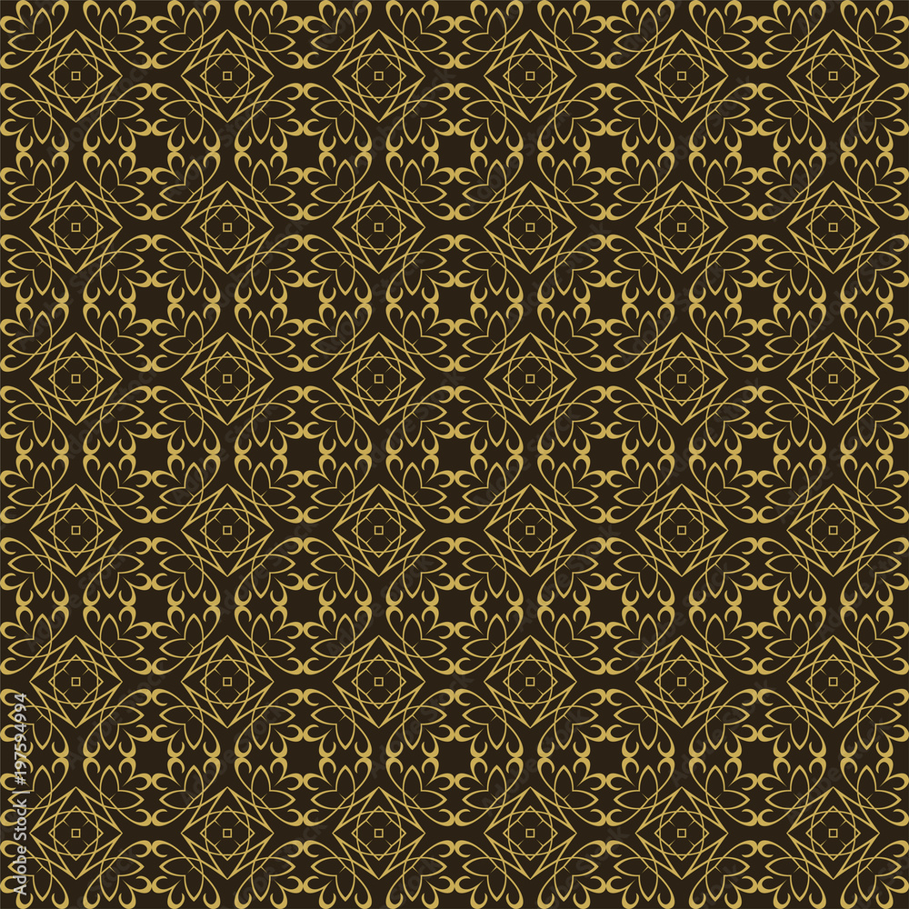Seamless pattern in Asian style. Abstract texture on a black background. Wallpaper pattern. Template for your desing, background, paper for wrapping, fabric. Vector image