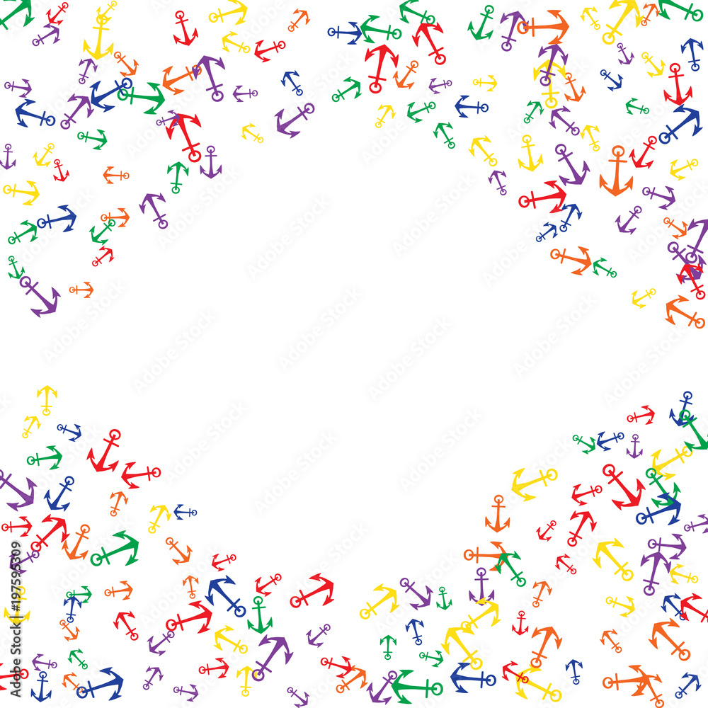 Pretty summer background with anchors. Anchor In Cartoon Free Style. Pattern Art Illustration Vector Pretty summer background with anchors. Anchor In Cartoon Free Style. Pattern Art Illustration Vector