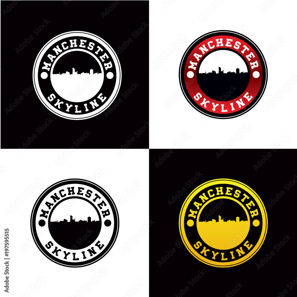 Manchester Skyline Rounded Emblem Logo