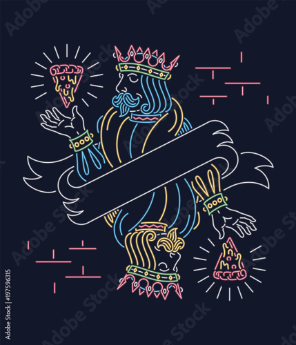 Fototapeta Król pizzy tapety projekt neonowy znak