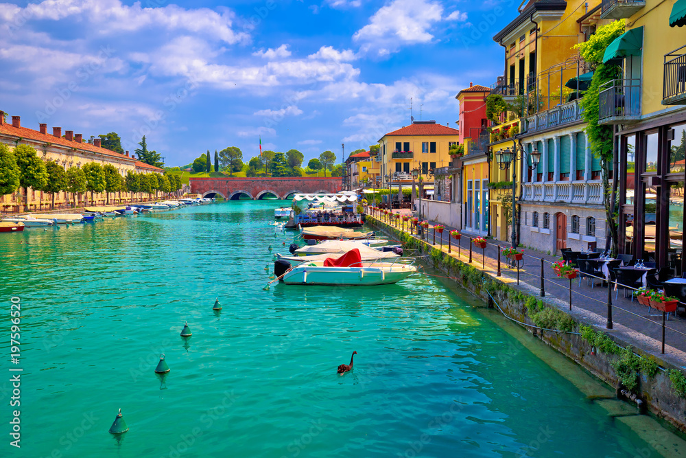 Peschiera del Garda colorful waterfront and Italian architecture view
