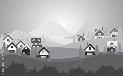 small village mountain nature background