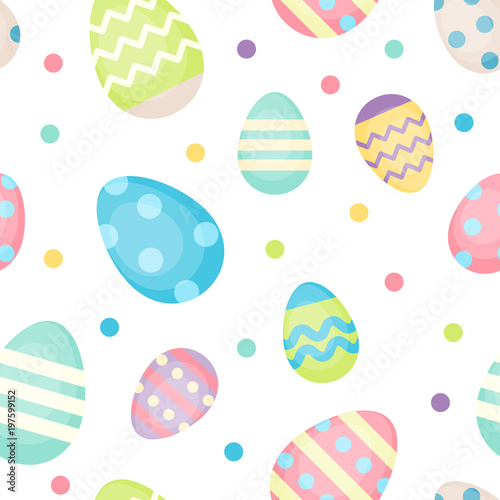 Easter eggs - decorated eggs vector seamless pattern in pastel colors. Background template