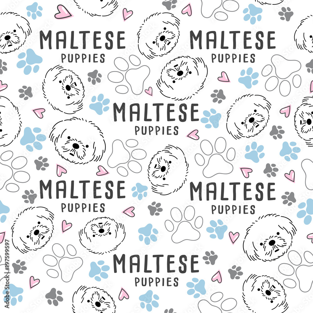 Dog breed collection : Seamless Pattern : Vector Illustration