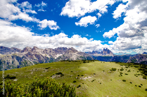Dolomite landscape with the three peaks of lavaredo  italy