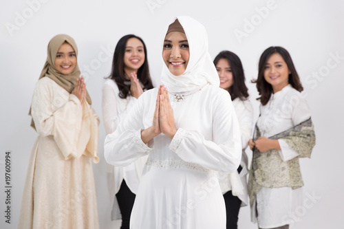 asian muslim woman. eid mubarak concept