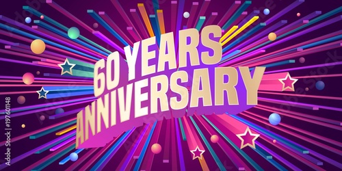 60 years anniversary vector icon, logo