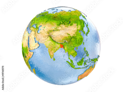 Bangladesh on globe isolated © harvepino