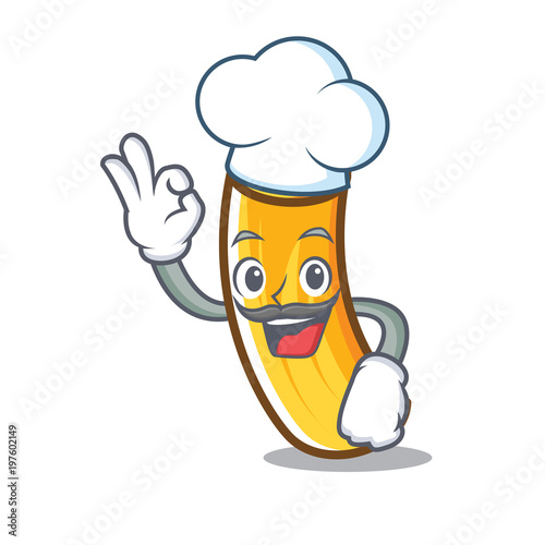 Chef tortiglioni pasta character cartoon