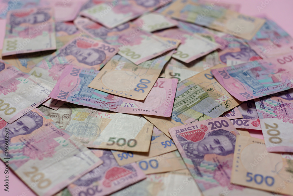 Obraz premium Close up view of ukrainian money grivna.