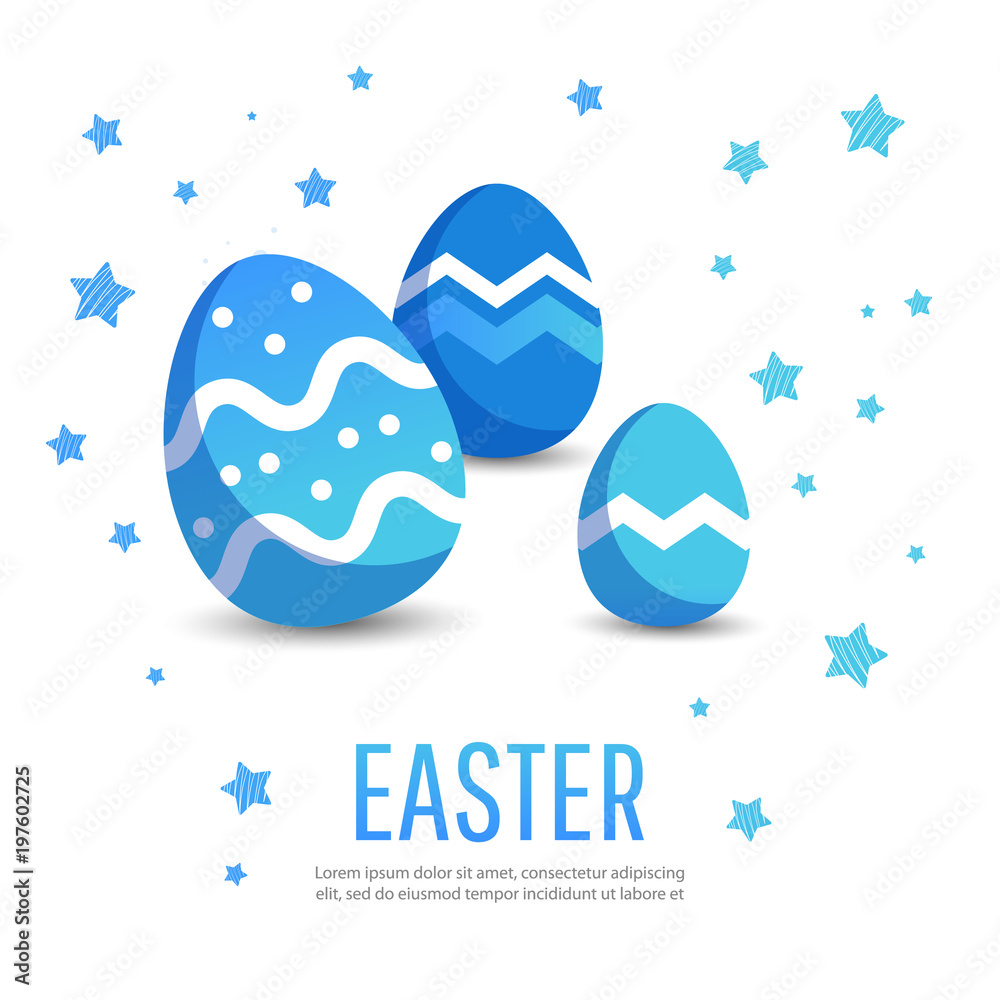 Fototapeta premium Easter card with painted eggs and stars
