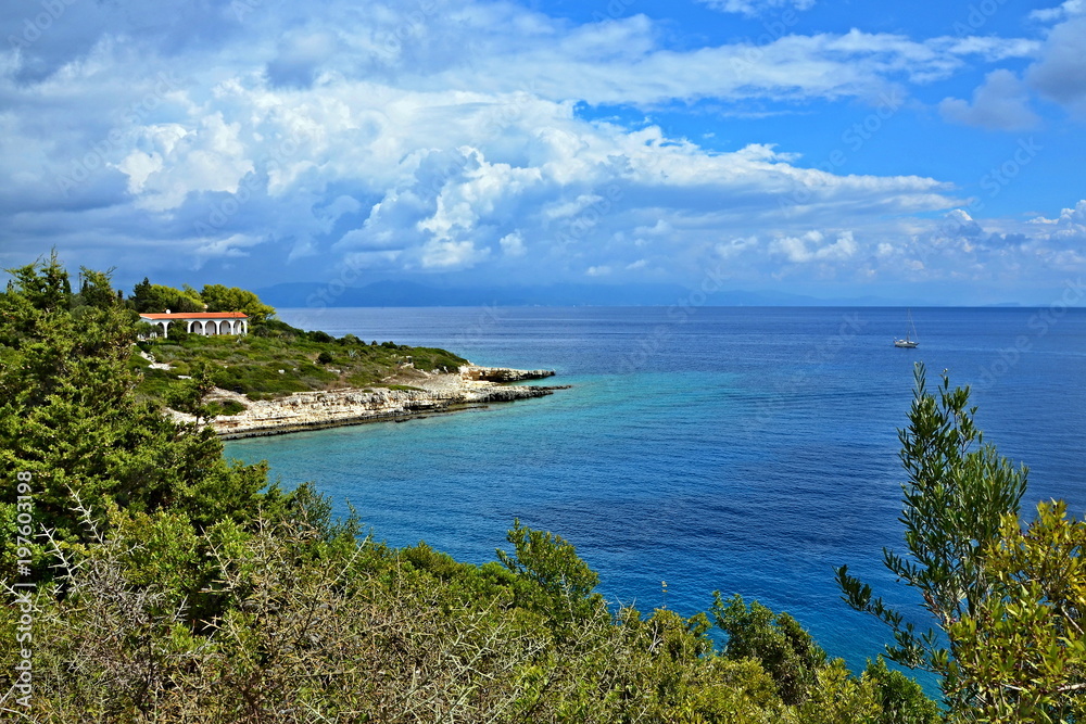 Greece,island Paxos-view of the seacoast near Moggonisi