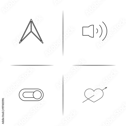 Buttons simple linear icons set. Outlined vector icons