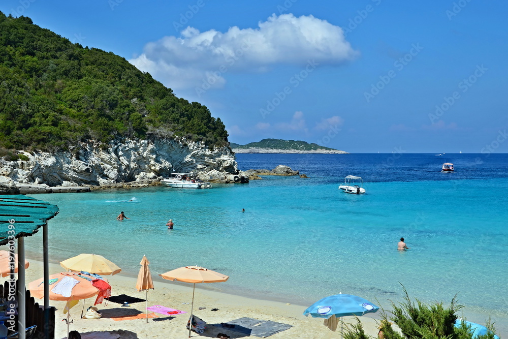 Island Antipaxos-view of the bay with a beach Vrika