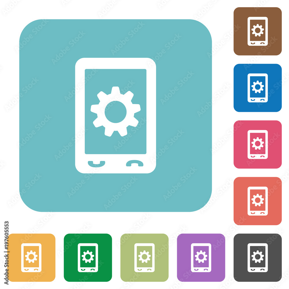 Mobile settings rounded square flat icons Mobile settings rounded square flat icons