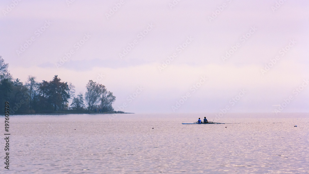 Naklejka premium A canoe on the lake