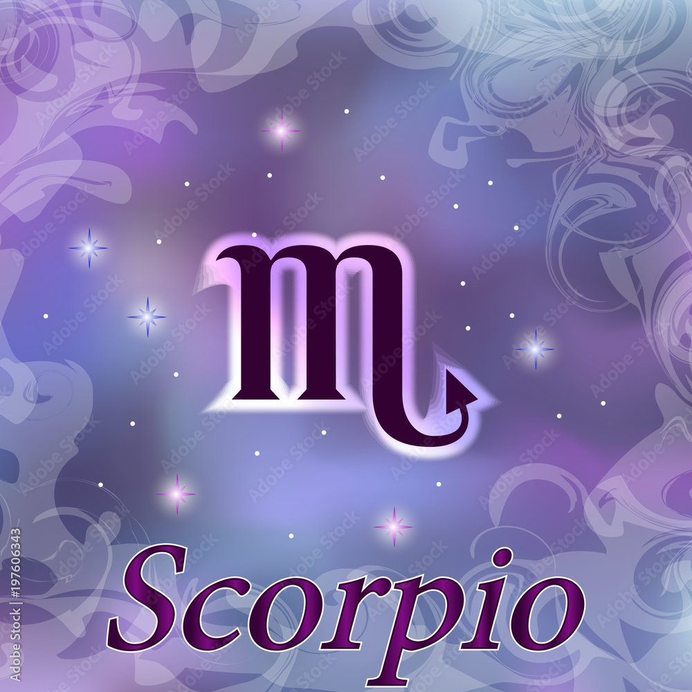 Scorpio Zodiac sign on watercolor cosmic celestial background Stock Vector  | Adobe Stock