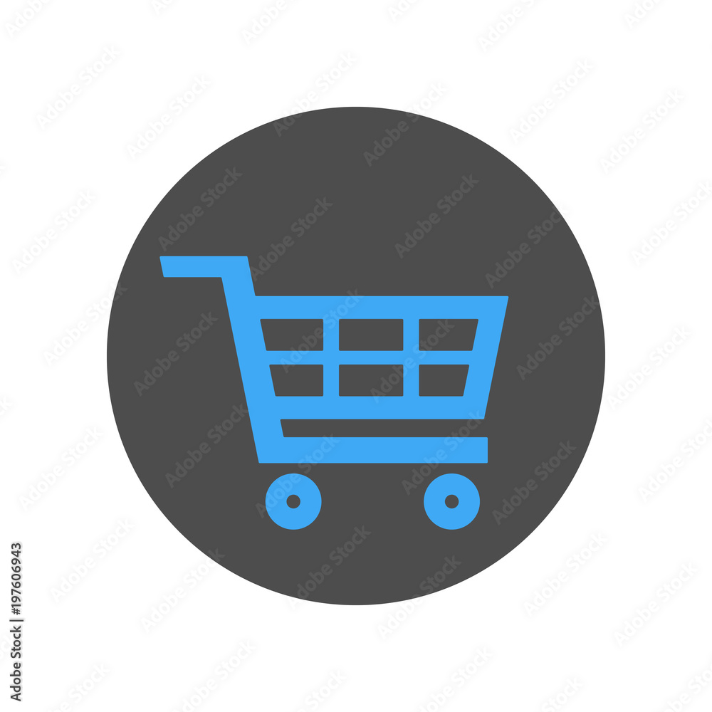 Blue shopping cart button. Vector icon. Blue shopping cart button. Vector icon.