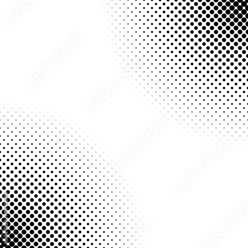 Monochrome abstract halftone dot pattern background - vector graphic from circles in varying sizes
