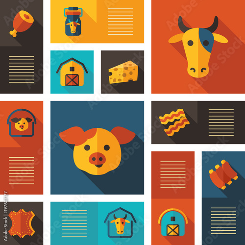 Farm animal icons vector set