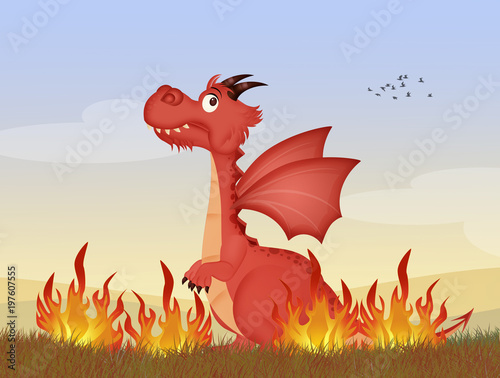 illustration of funny dragon